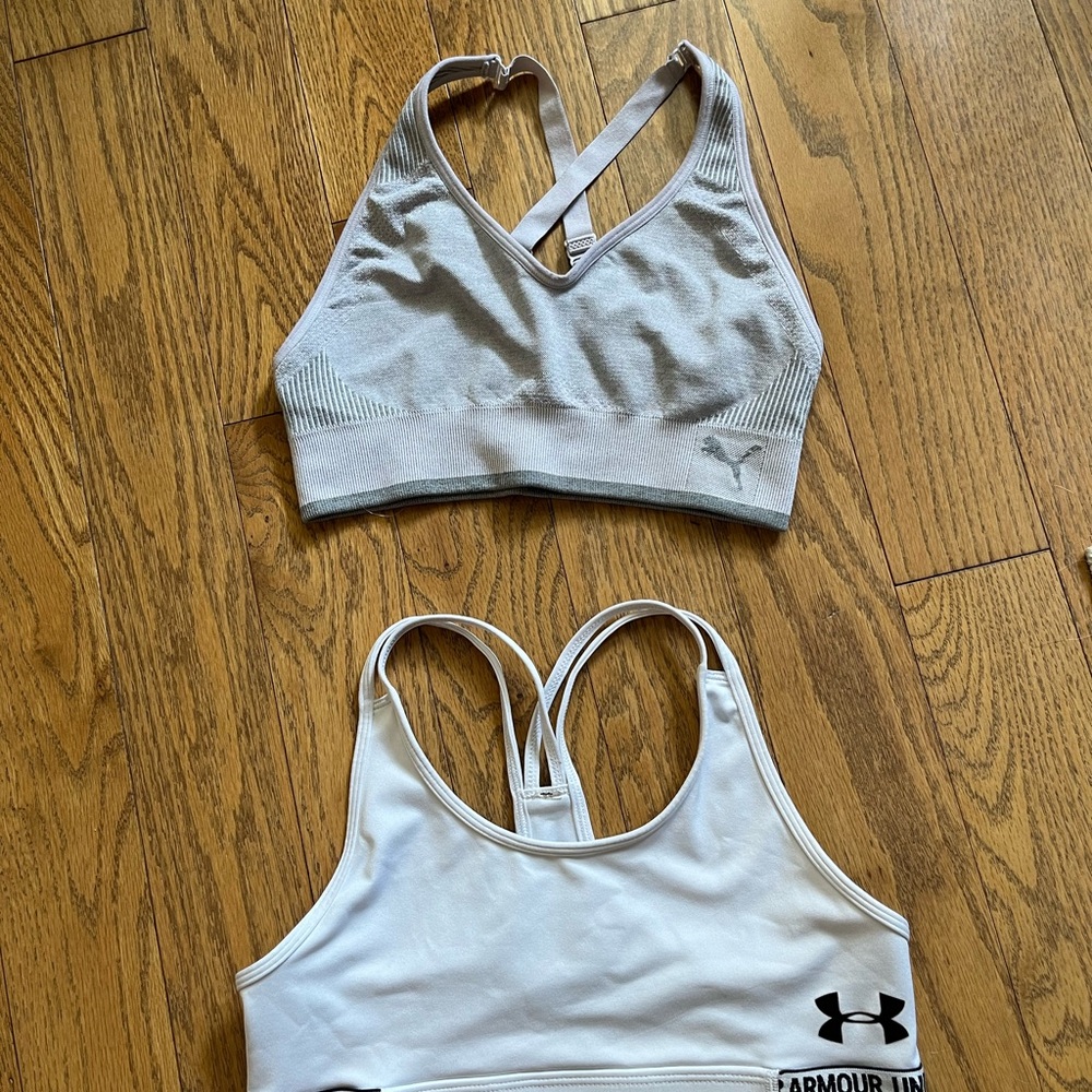 Under Armour Gray and White Sports Bras